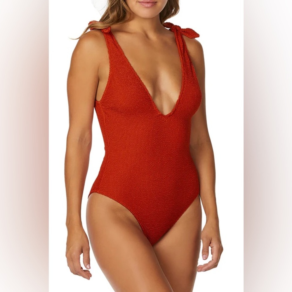 Radio Fiji | Red Textured One-Piece Swimsuit | Large